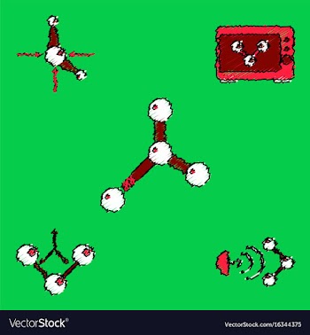 Collection of icons and molecules and atoms vector image