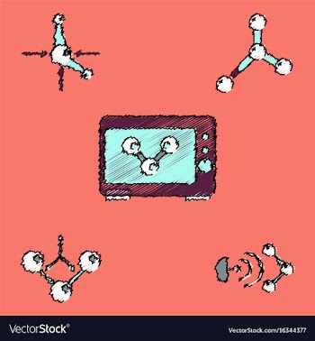 Collection of icons and molecules and atoms vector image