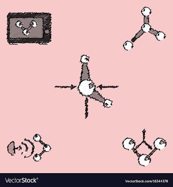 Collection of icons and molecules and atoms vector image