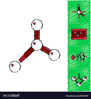 Collection of icons and molecules and atoms vector image