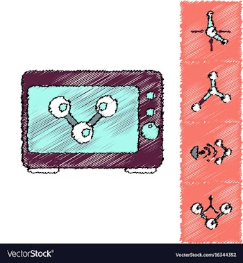 Collection of icons and molecules and atoms vector image