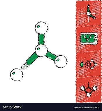 Collection of icons and molecules and atoms vector image