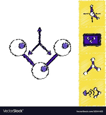Collection of icons and molecules and atoms vector image