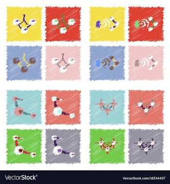 Collection of icons and molecules and atoms vector image