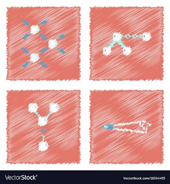 Collection of icons and molecules and atoms vector image