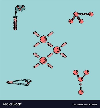 Collection of icons and molecules and atoms vector image