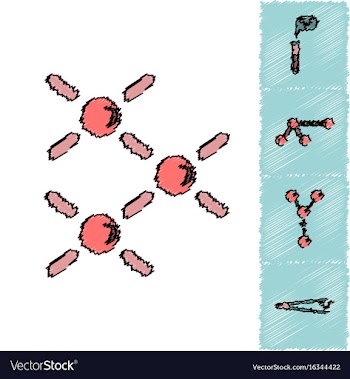 Collection of icons and molecules and atoms vector image