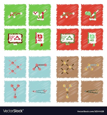 Collection of icons and molecules and atoms vector image