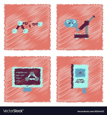 Collection of icons and molecules and atoms vector image