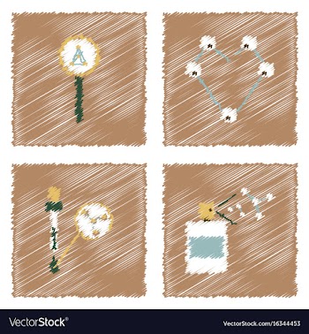 Collection of icons and molecules and atoms vector image