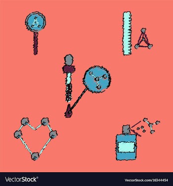 Collection of icons and molecules and atoms vector image