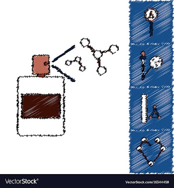 Collection of icons and molecules and atoms vector image