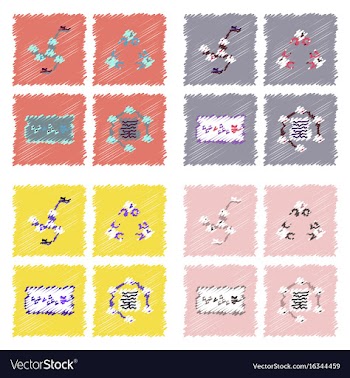 Collection of icons and molecules and atoms vector image