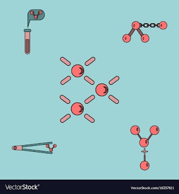 Collection of icons and molecules and atoms vector image