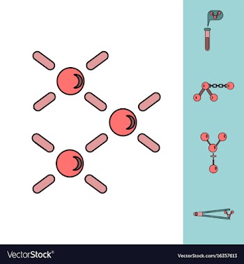 Collection of icons and molecules and atoms vector image