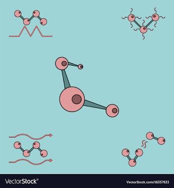 Collection of icons and molecules and atoms vector image