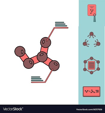 Collection of icons and molecules and atoms vector image