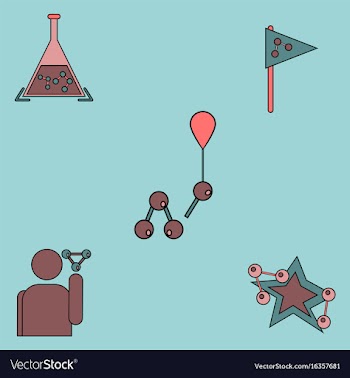 Collection of icons and molecules and atoms vector image