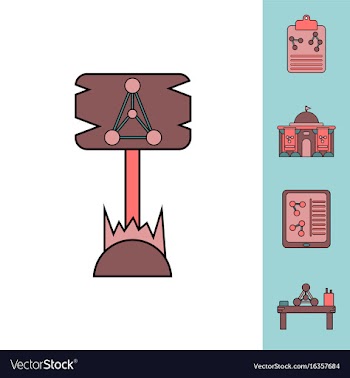 Collection of icons and molecules and atoms vector image