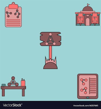 Collection of icons and molecules and atoms vector image