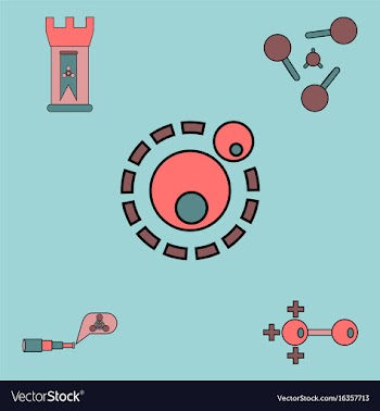 Collection of icons and molecules and atoms vector image