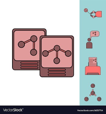 Collection of icons and molecules and atoms vector image