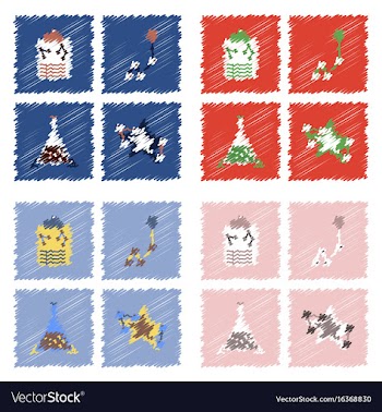 Collection of icons and molecules and atoms vector image