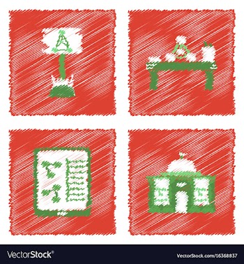 Collection of icons and molecules and atoms vector image