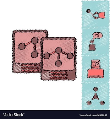 Collection of icons and molecules and atoms vector image