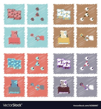 Collection of icons and molecules and atoms vector image