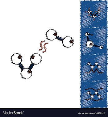 Collection of icons and molecules and atoms vector image