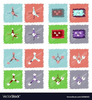 Collection of icons and molecules and atoms vector image