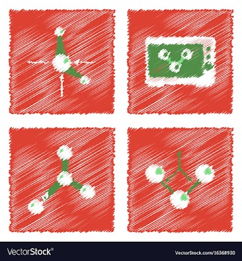 Collection of icons and molecules and atoms vector image