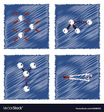 Collection of icons and molecules and atoms vector image
