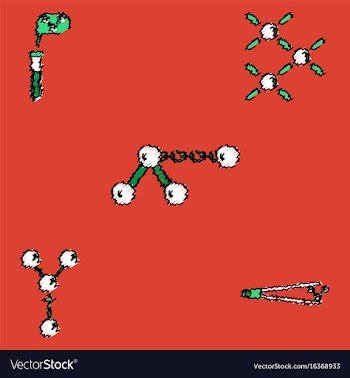 Collection of icons and molecules and atoms vector image