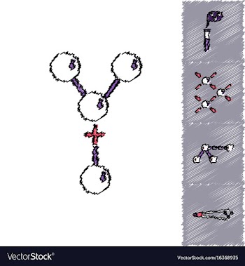 Collection of icons and molecules and atoms vector image