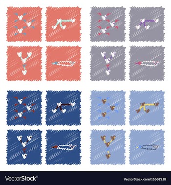 Collection of icons and molecules and atoms vector image