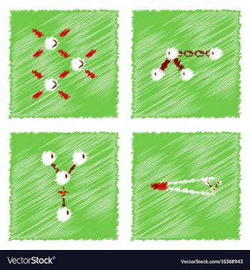 Collection of icons and molecules and atoms vector image