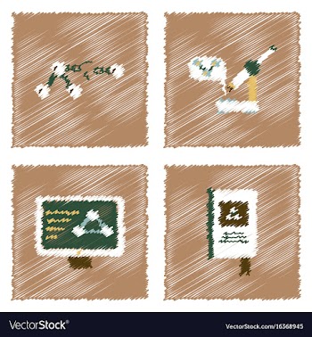 Collection of icons and molecules and atoms vector image