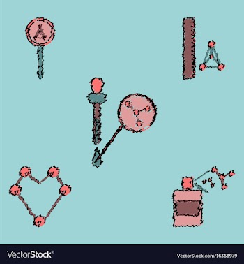 Collection of icons and molecules and atoms vector image
