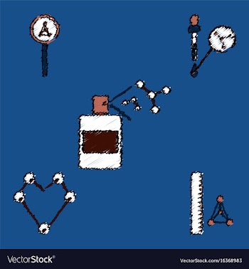 Collection of icons and molecules and atoms vector image