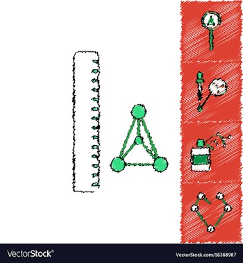 Collection of icons and molecules and atoms vector image