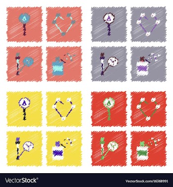 Collection of icons and molecules and atoms vector image