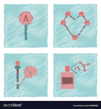 Collection of icons and molecules and atoms vector image