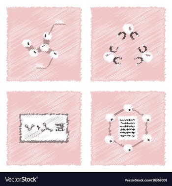 Collection of icons and molecules and atoms vector image
