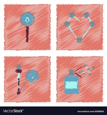 Collection of icons and molecules and atoms vector image