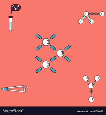 Collection of icons and molecules and atoms vector image