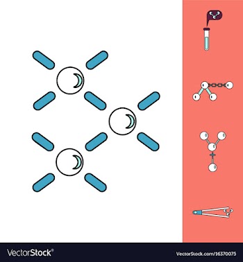Collection of icons and molecules and atoms vector image