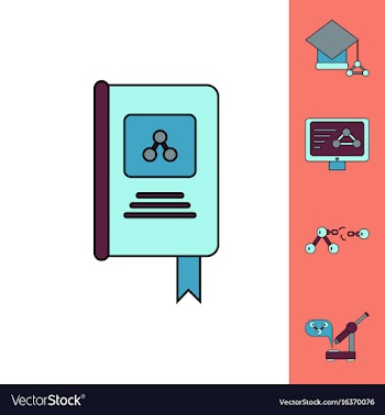 Collection of icons and molecules and atoms vector image