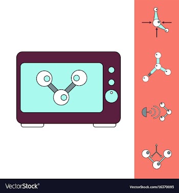 Collection of icons and molecules and atoms vector image